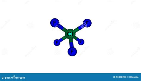 Chlorine Pentafluoride Molecular Structure Isolated on White Stock ...