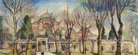 Istanbul The Hagia Sophia Watercolor Painting Stock Illustration - Download Image Now - 2015 ...