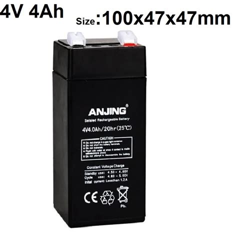 Sealed Rechargeable Batteries 4V 4AH Lead Acid Batteries For LED Flashlight Desk Lamp Lighting ...