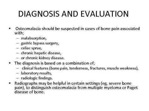 Clinical manifestations diagnosis and treatment of osteomalacia