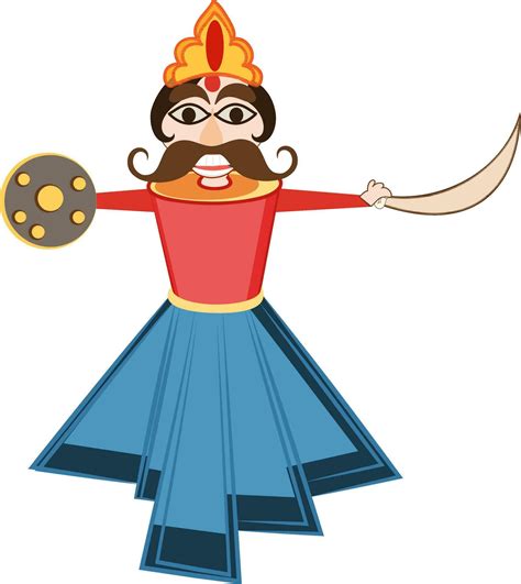 Funny cartoon character of Ravana in standing pose. 24839823 Vector Art at Vecteezy