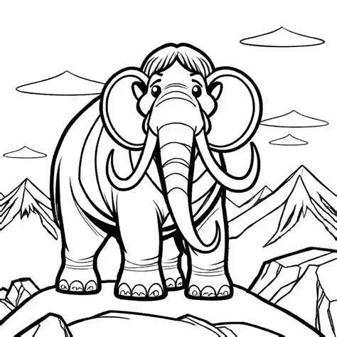 Cute mammoth line drawing coloring page Lulu Pages