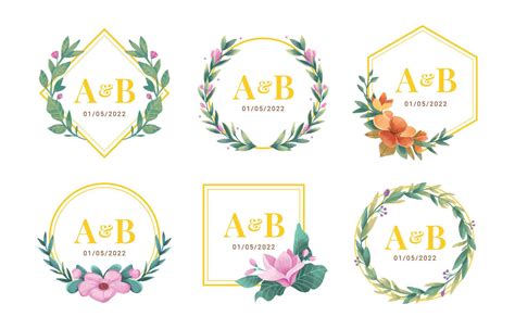 Watercolor Floral Monogram Frame Collection 7243047 Vector Art at Vecteezy