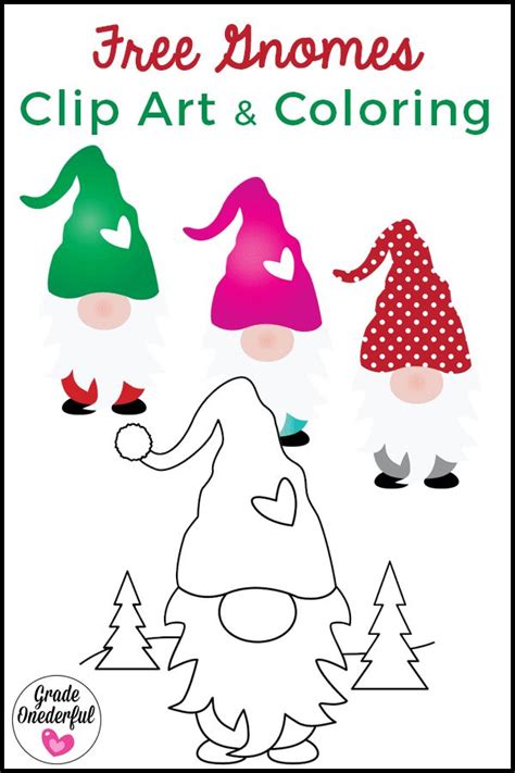 Free Gnome Clip Art and Coloring Page » Grade Onederful | Gnome ...