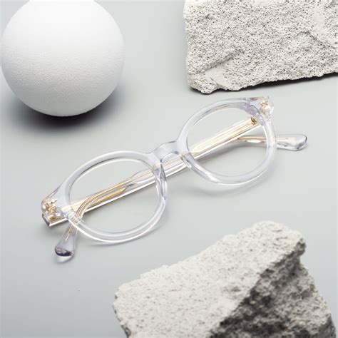 Clear Narrow Acetate Round Eyeglasses - 1472