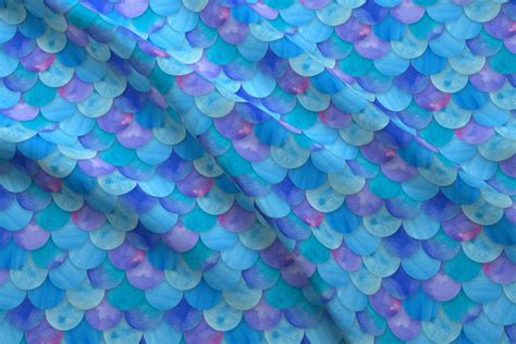 Blue Summer Mermaid Scales Fabric Blue Mermaid By | Etsy