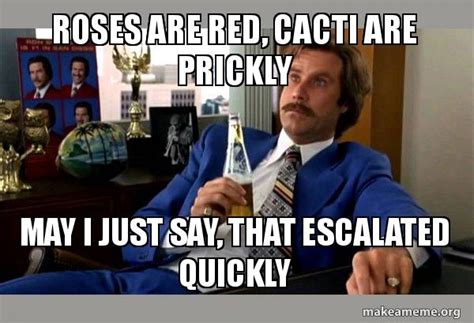 Roses Are Red, Cacti Are Prickly May I Just Say, That Escalated Quickly ...