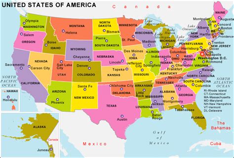 United States and Capitals Map – 50states