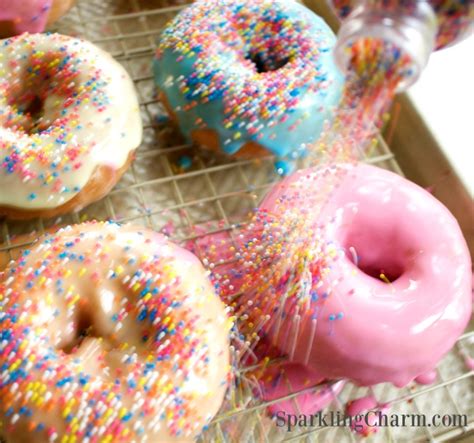 Homemade Double Glazed Doughnuts with Sprinkles - Sparkling Charm