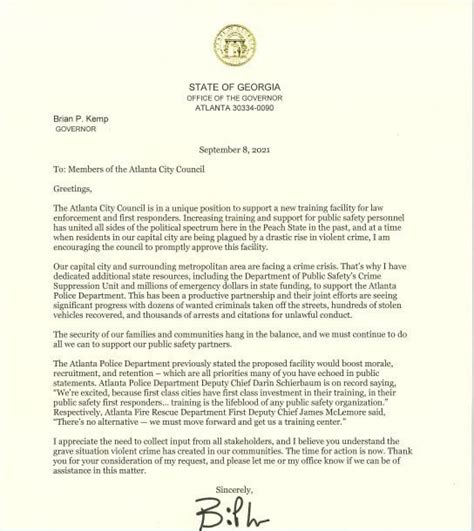 georgia governor brian kemp sent this letter pressuring atlanta's city ...