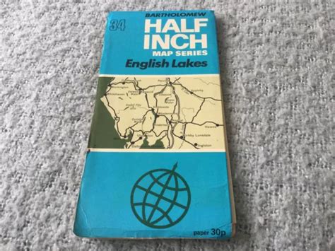 1970S OLD VINTAGE Bartholomew's Half-inch Contoured Map Sheet 34 English Lakes $7.22 - PicClick