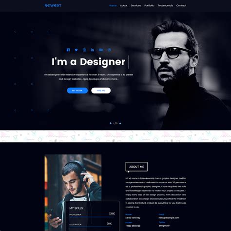 Free Personal Portfolio Template Freebies Bootstrap Dark Free Layout ...