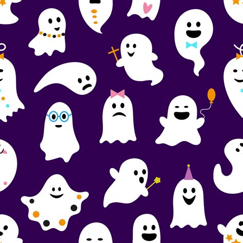 Halloween cute kawaii ghosts characters pattern 31742533 Vector Art at ...