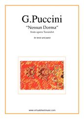 Nessun Dorma, from the opera Turandot sheet music for tenor and piano