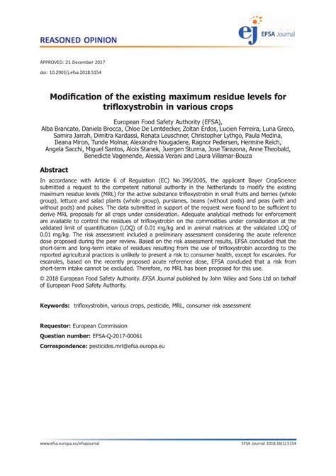 (PDF) Modification of the existing maximum residue levels for ...