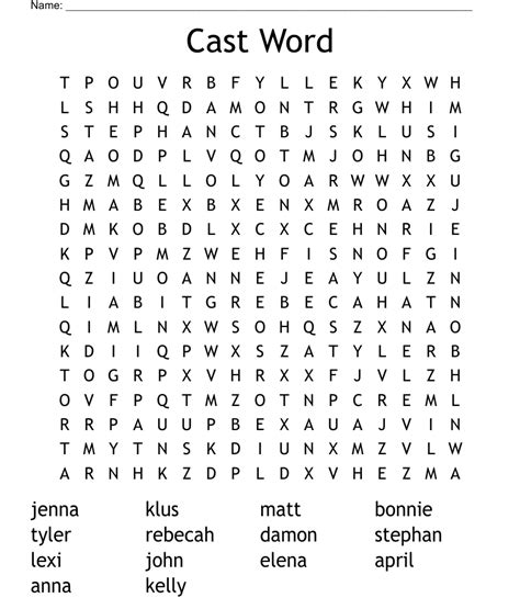 Cast Word Word Search - WordMint