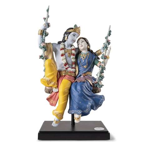 Radha Krishna on a Swing Sculpture. Limited Edition - Crystal Symphony