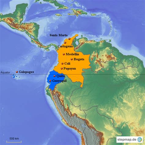 StepMap - Colombia-Ecuador-2015 - Landkarte für Südamerika