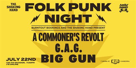 A Commoner's Revolt, G.A.G., Big Gun @ The Shaking Hand | Humanitix