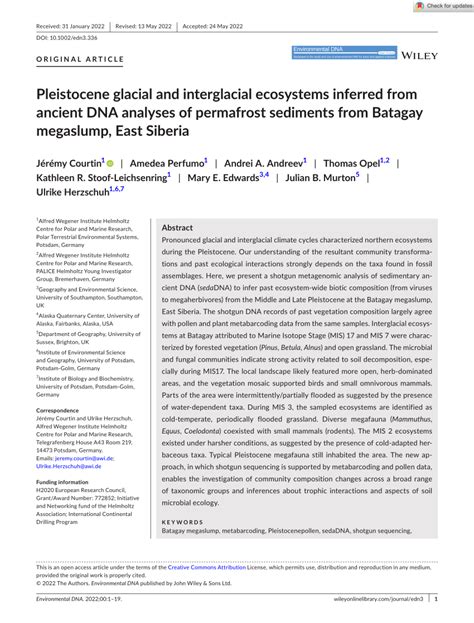 (PDF) Pleistocene glacial and interglacial ecosystems inferred from ...