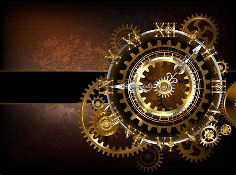 Clock with Gears ( Steampunk ) By blackmoon9 | TheHungryJPEG.com