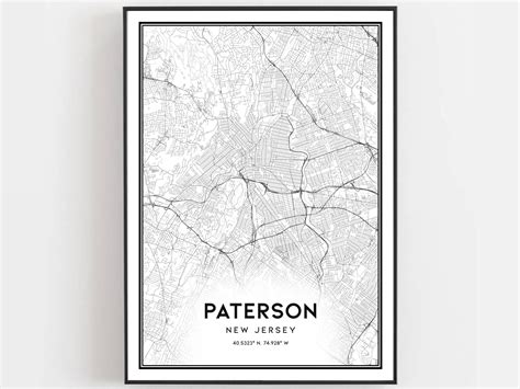 Paterson Map Print Paterson Map Poster Wall Art Nj City Map | Etsy