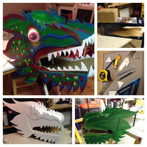 Chinese dragon head for my wife's classroom. Made by Todd Van Fleet. Made of cardboard and fo ...