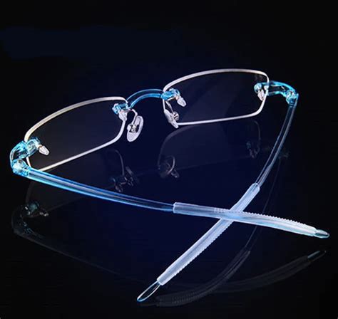 TR90 Frameless Women Men Eyeglasses Ultralight Blue Optical Glasses Frames Flexible Elastic ...