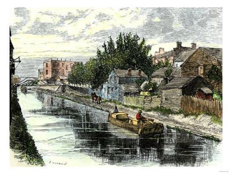 'Erie Canal Barge Towed Through Schenectady, New York, 1800s' Giclee ...