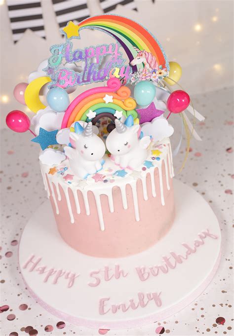 Pretty Pink & Rainbow Unicorn Cake - Cakey Goodness