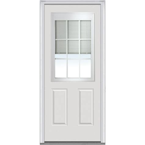 MMI Door 34 in. x 80 in. Internal Blinds/Grilles Right-Hand 1/2 Lite 2-Panel Clear Primed ...