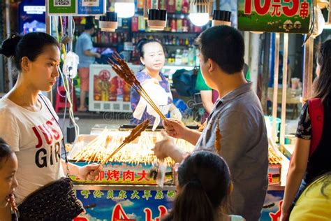 NANNING, CHINA - JUNE 9, 2017: Nanning Zhongshan Snack Street Wi Editorial Photo - Image of ...