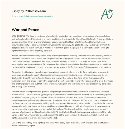 War and Peace - PHDessay.com