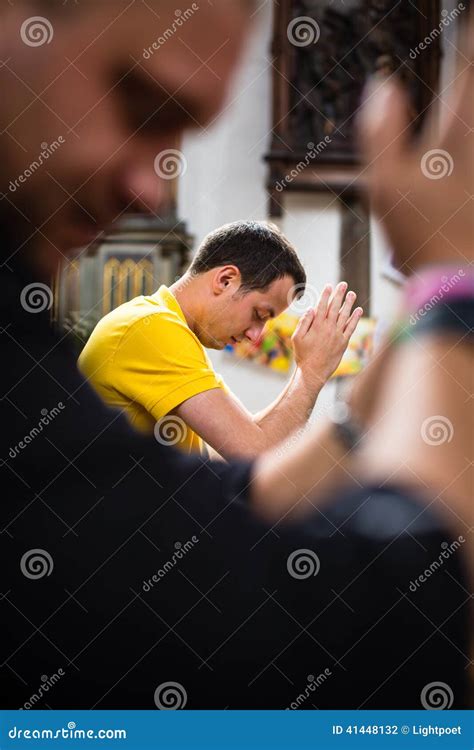 Handsome Young Man in a Church Stock Photo - Image of bench, mass: 41448132