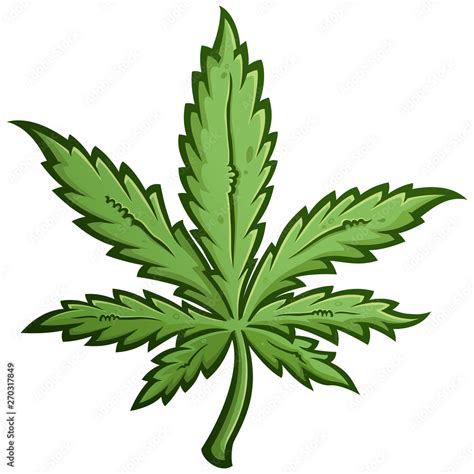 Green Marijuana Weed Leaf Cartoon Drawing Stock Vector | Adobe Stock