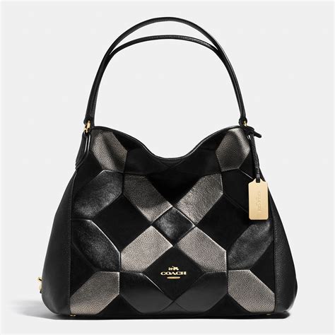 COACH Edie Shoulder Bag 31 In Patchwork Leather in Black | Lyst