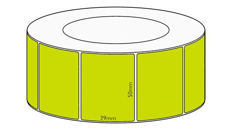 50x39mm Green Direct Thermal Permanent Label, 3550 per roll, 76mm core ...