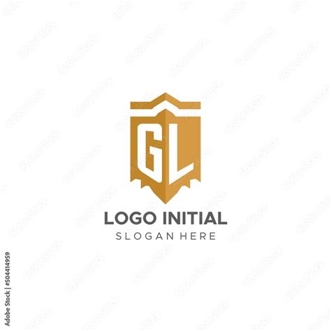 Monogram GL logo with shield geometric shape, elegant luxury initial ...