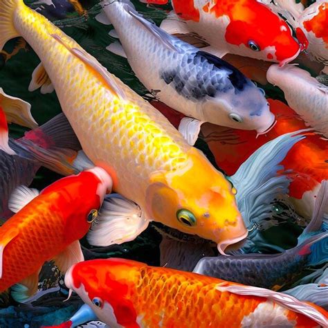 Premium AI Image | A group of fish with a green eye that says koi.