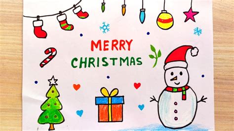 Christmas greeting card drawing easy | How to make Christmas card ...