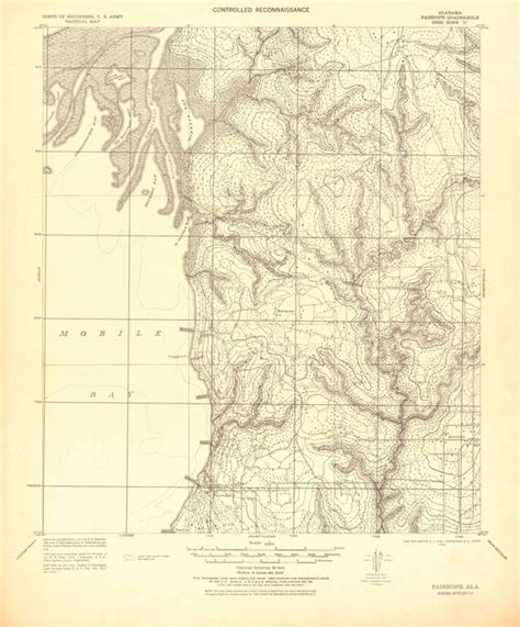 Fairhope Alabama Map 1943 Nautical Chart Print | Etsy