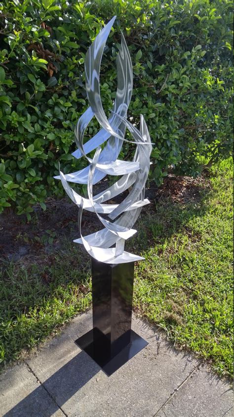 Contemporary Abstract Metal Indoor Outdoor Sculpture Large Silver "Tempest" by Dustin Miller in ...