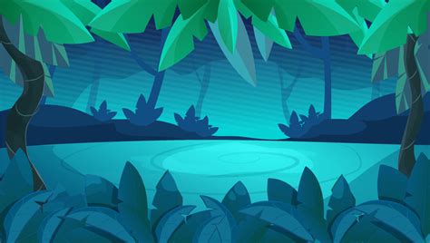 Jungle forest game splash screen, horizontal background dark magic ...