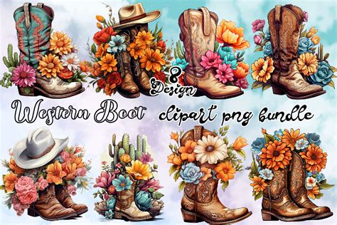 Western Boot Clipart PNG Graphic by Vintage · Creative Fabrica