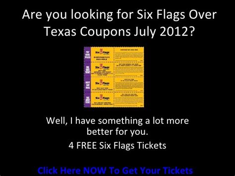 Six Flags Over Texas Coupons July 2012