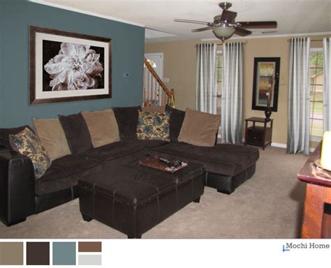 Teal And Brown Living Room