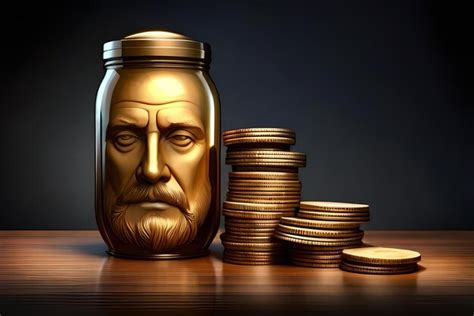 Premium AI Image | a jar of gold coins of money is on a table with a dark background