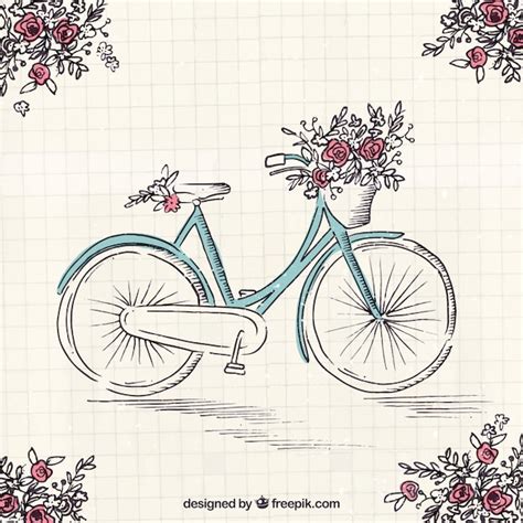 Free: Hand drawn bike with lovely flowers - nohat.cc