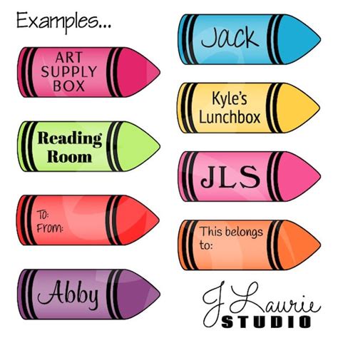 Digital Clipart Colorful Crayon Labels-Printable-Crayola | Etsy