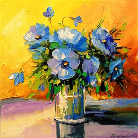 Bouquet of blue flowers Painting by Olha Darchuk | Pixels